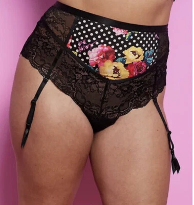 Torrid X Betsey Johnson Size 3 High Waist Lace & Flowers Cheeky Garter Panty NWT - Image 1 of 4