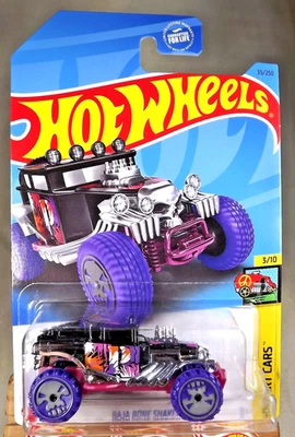 Hot Wheels #35 HW 2023 Art Cars 3/10 Baja Bone Shaker negro con ruedas moradas Foto 1 de 4