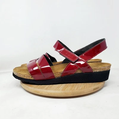 Sandalias Naot para mujer 43 Kayla rojo charol tiras cuña baja zapatos cómodos Foto 1 de 4