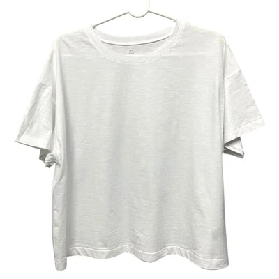 MUJI ребристый 100% хлопок коробка футболка / белый / Sz M-L / никогда не носили - Изображение 1 из 4