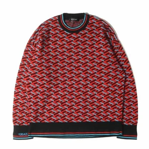 VERSACE KNIT SIZE: M 22SS GEOMETRIC COTTON (1002347 1A01605) RED TOP Used BEEG-0 - Picture 1 of 5