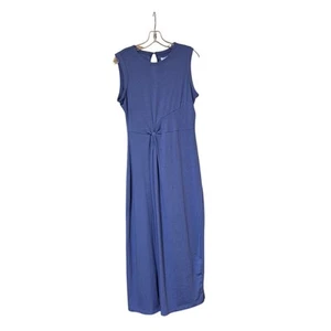Anthropologie Grey State Kalila Dress Medium Blue Sleeveless Knot Slit Front - Picture 1 of 6