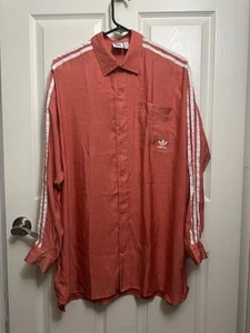 Adidas Originals Women’s Oversized Small Long Sleeve Button Shirt Orange Trefoil - Picture 1 of 17