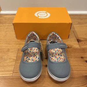 Livie Luca Shoes Girls 13 Gray Mary Jane Ravine Denim Hook Loop Strap Box L11122 - Foto 1 di 11
