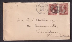 1885 2 x 2c banknote cover Lewiston Maine to Mrs B F Anthony Providence RI - Picture 1 of 1