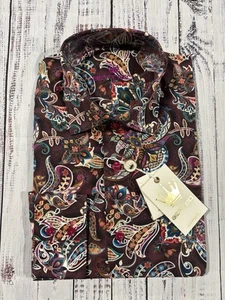 New Men’s Bertigo Shirt Sz M (3) Button Down Paisley Amazing Detail - Picture 1 of 4