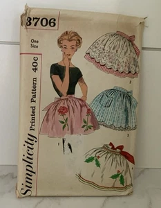 Vintage 50s SIMPLICITY 3706 Fancy APRON Pattern One Size No appliques - Picture 1 of 1