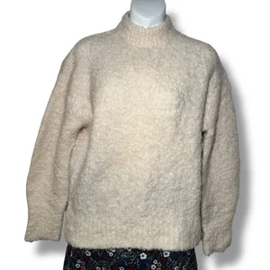 Madewell Wool Alpaca Bouclé Sweater NWT Women XS White Oversized Soft Cozy Fall - Picture 1 of 8