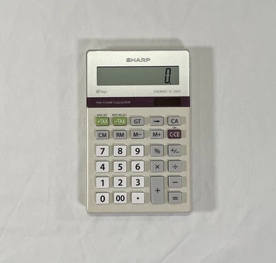 Sharp Calculator Elsimate EL-334T 10-Digit Twin Power Solar Desktop Tax Business - Image 1 of 4
