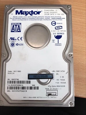 MAXTOR DiamondMax 10 300GB Hard Drive - 6V300F0 - VA111630 - Image 1 of 4
