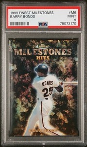 1999 BARRY BONDS TOPPS FINEST MILESTONES REFRACTOR  #M6  PSA 9