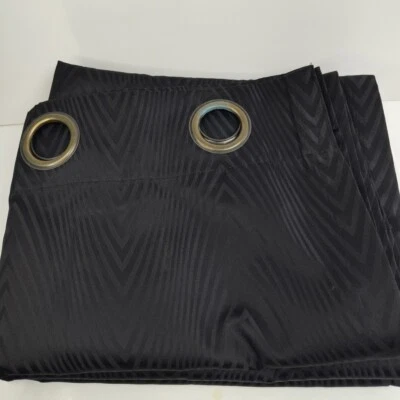 2 Eclipse Casey Black Grommet Top Curtaind 84"x52" 132cmx213cm Used Look Read  - Image 1 of 4