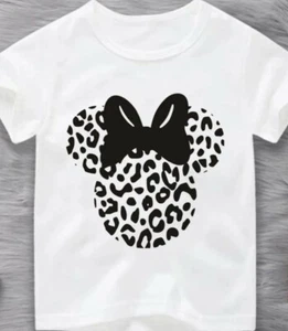 Mickey mouse t shirt kids, pure white with black/white Mickey Mouse animal print - Picture 1 of 4