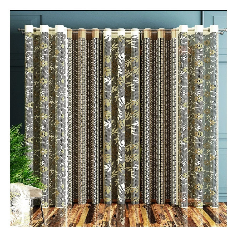 Gardinen Gardine Vorhänge Fertiggardine Fertigvorhang Dekoschal Gardine NATUR - Bild 1 von 4