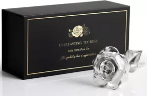 Tin Rose 10Th - Solid Pure Tin Everlasting Rose Tenth Anniversary Decoration Alu - Picture 1 of 12