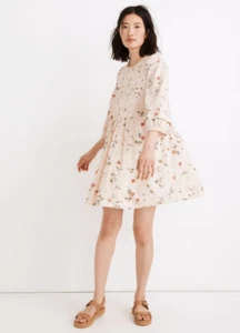 Madewell Minikleid Biesen Puffärmel Größe M Meer geblümt - Bild 1 von 11