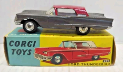 Original Corgi 214S Ford Thunderbird, Gunmetal Grey/Red, Boxed PCC - Image 1 of 4