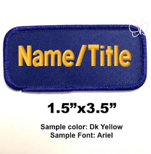 Individuell personalisiert bestickt Namensaufnäher Name/Titelschild 1,5"x3,5" königsblau - Bild 1 von 5