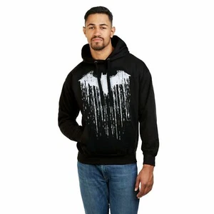 Batman Mens Hoodie Logo Spray Paint Pullover Jumper DC Comics Official - Picture 1 of 6