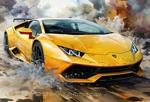 Lamborghini Faux Aquarell Poster Größe Premium Fotodruck 11"x17" Wandkunst - Bild 1 von 1