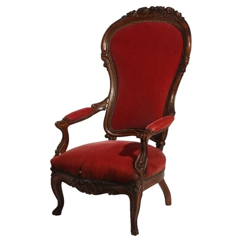 Antique Victorian Oversized Carved Walnut Armchair, C1890 Cover