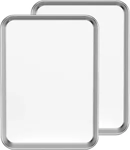 Baking Sheet Set of 2, 18 Inch Commercial Grade Stainless Steel Baking Pan, Pro - Picture 1 of 7