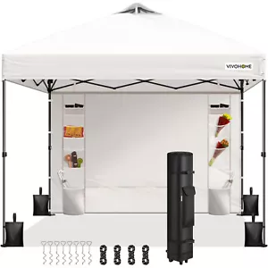10x10ft Pop UP Canopy Party Tent Gazebo & Sidewall One Push Setup Wheel CarryBag - Picture 1 of 7