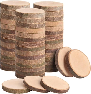 Wood Slices Crafts Small Log Rounds Cookies Pieces 50Pcs 3-4Cm Rustic Wedding Ce - Picture 1 of 12