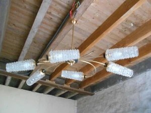 Vintage 1950s Atomic ceiling lamp with Tiki glass shades rock and roll - Picture 1 of 11