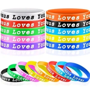 Jesus Loves You ( Dunkelblau ) Armband Silikonarmband  Silicon Band Liebt Dich  - Bild 1 von 5
