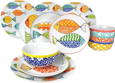 Juego de vajilla Euro Ceramica Freshcatch 12 piezas servicio para 4 - gres indoo Foto 1 de 4