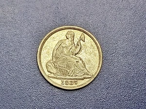 Very Choice AU 1837 Sm. Date Seated Liberty Half Dime - Picture 1 of 2