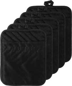 5 Pack Cotton Pot Holders Set Kitchen Heat Resistant Oven Mitts Hot Pads NEW - Picture 1 of 7