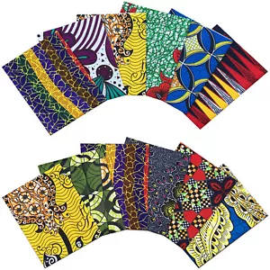 African Fabric Multicolored Poly-Cotton Print FAT QUARTER BUNDLE Craft Patchwork - Picture 1 of 12