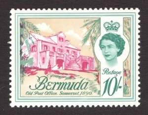 1962-65 Bermuda Sc #190 - 10sh, QEII, Definitive, Post Office. MH stamp Cv$4.50 - Picture 1 of 1