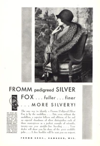 1930 Fromm: Pedigreed Silver Fox Fuller Finer Vintage Print Ad - Picture 1 of 1