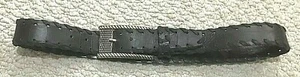 Vintage Women’s SANDY DUFFLER Bold Black Leather Belt (REDUCED) - Picture 1 of 2