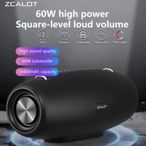 Zealot S67 60W Wireless Speaker Waterproof,Portable Speaker Outdoor 40H Playtime - Picture 1 of 12