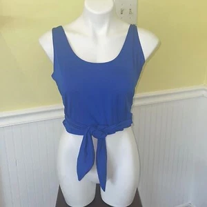 Fabletics Demi Lovato ladies wrap cropped tank top. Royal blue. Medium. - Picture 1 of 12