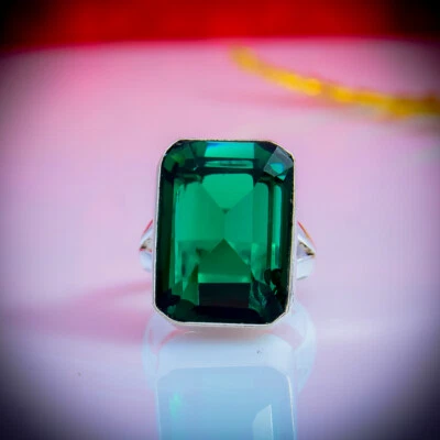 Valentine's Day Green Tourmaline Gemstone 925 Sterling Silver Ring All Size - Image 1 of 4