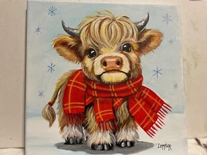 10 x 10 Original Acylic Painting on Canvas......."Scottish Highland Baby Cow" - Picture 1 of 21