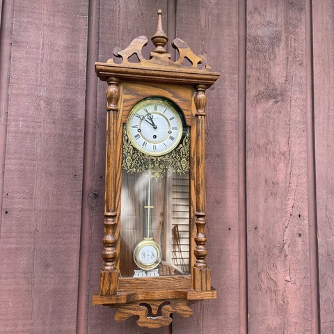 Emperor German Made Oak Wood Wall Clock Westminster Chime Cover