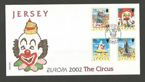 JERSEY 2002 EUROPA CIRCUS SET on UNADDRESSED FIRST DAY COVER - Picture 1 of 1