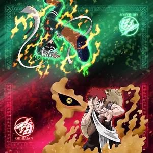 2 Player Cloth TCG Playmat Naruto Rock Lee Gaara Full Color Stitched Border - Picture 1 of 1