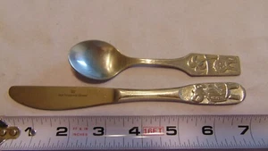 PAIR OF CHILD/YOUTH SPOON & KNIFE VAN KEMPEN & BEGEER/BSF LION & ELEPHANT NICE!! - Picture 1 of 4