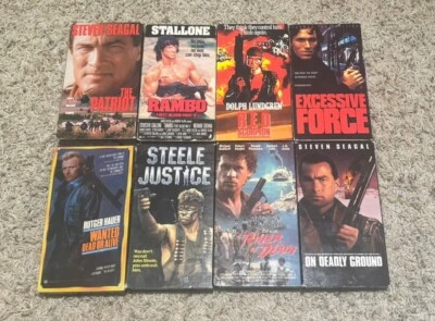 Stallone Seagal Rambo VHS Tape Lot Action 80’s some RARE Cannon IVE B Movies - Image 1 of 4