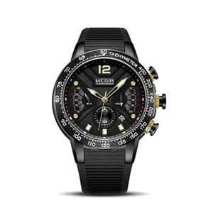 Reloj inteligente analógico de cuarzo Megir para hombre homenaje negro dorado rojo Reino Unido - Imagen 1 de 11