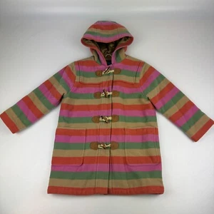 Mini Boden Girls Size 5-6 Y Jacket Wool Blend Coat Toggle Buttons Hooded Striped - Picture 1 of 11