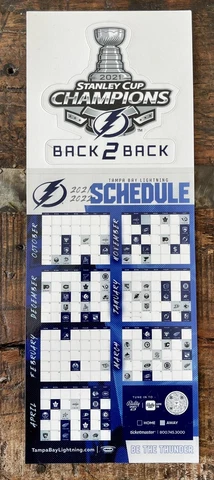Tampa Bay Lightning Magnetic Schedule 2021-22 + Back-to-Back ChampionsCAR MAGNET Cover