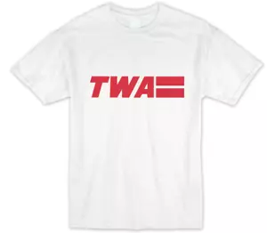 T-shirt classica storica aerea TWA streamer BIANCA - Foto 1 di 1